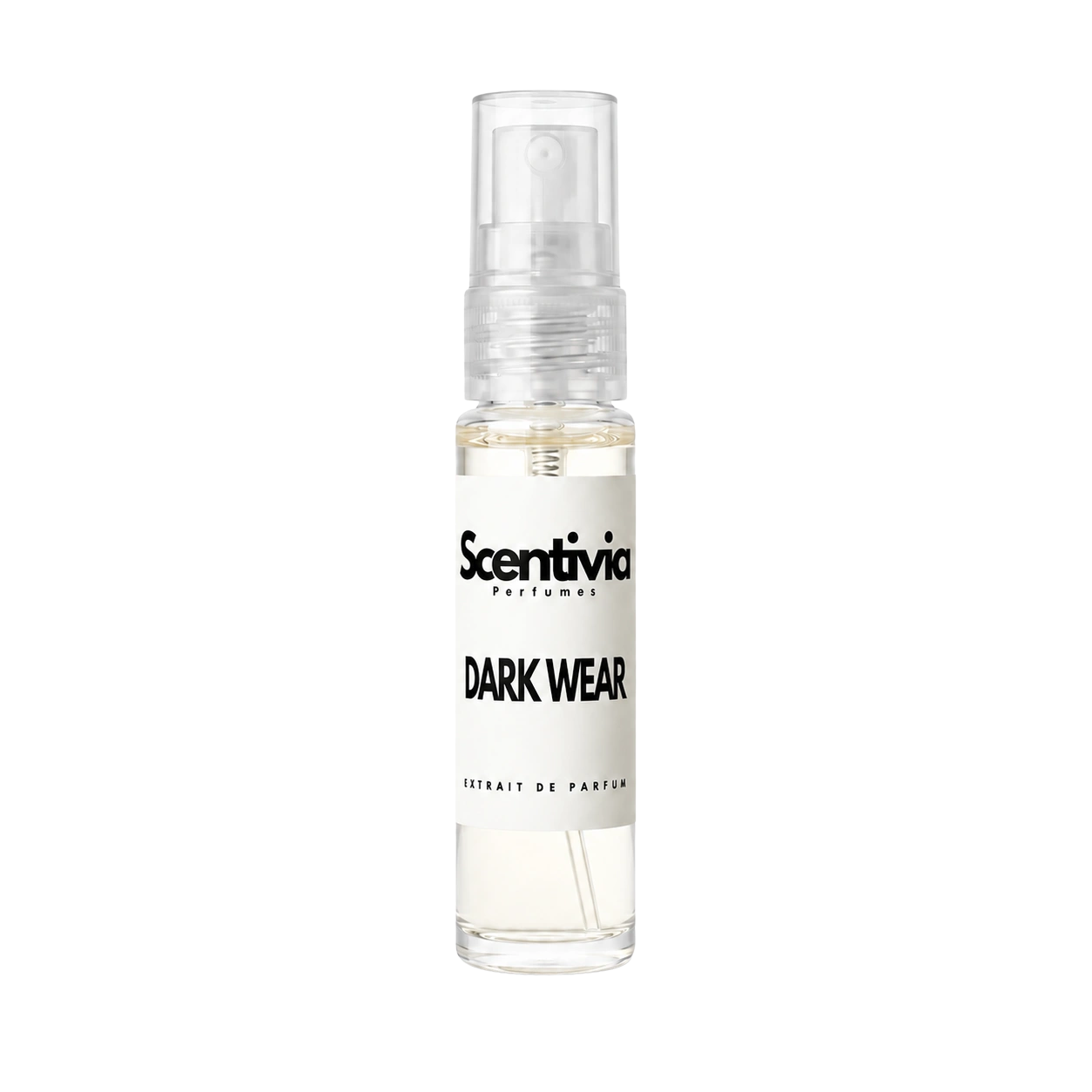 Perfume bottle, 10 ml spray vial with Dark Wear label by Scentiva