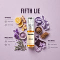 Fifth Lie 2ML perfume bottle by Scentivia Perfumes with zesty lemon, warm ginger, violet, sage, earthy vetiver and leather