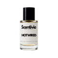 Hot Wired extrait de parfum bottle, clear amber liquid, black cap