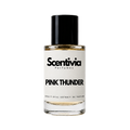 Perfume bottle with black cap, Scentivia Pink Thunder label, 30 ml extrait de parfum