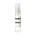 Perfume spray bottle, clear glass with SUGAR DADDY label and pump, 10 mL