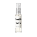Perfume bottle with clear spray cap and glass body, labeled Scentivia VELVETY VICE