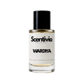 Wardiya perfume bottle with black cap and clear amber liquid, Scentivia label