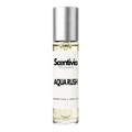 Aqua Rush roll-on perfume bottle with silver cap and Scentivia label, 10 mL
