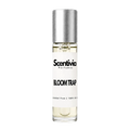 Roll-on perfume bottle with silver cap, clear glass body, Scentivia Bloom Trap label