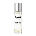 10 mL roller perfume bottle, clear glass with DARK FUEL label and metal cap
