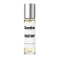 Roll-on perfume bottle with silver cap, Scentivia Frost Drift label on glass