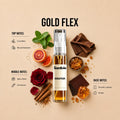 Gold Flex 10ML perfume bottle by Scentivia Perfumes with mint, blood mandarin, rose, cinnamon, smooth leather and amber