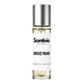 Perfume roller bottle with silver cap, clear glass, Scentia Smoke Frame label
