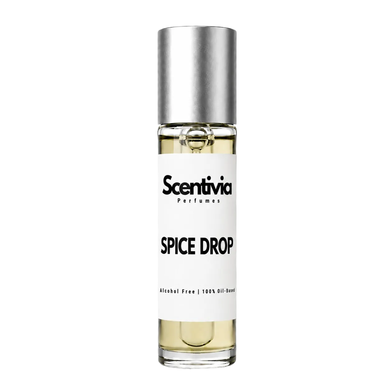 Roll-on perfume bottle, Scentvia Spice Drop 10 ml, clear glass with silver cap